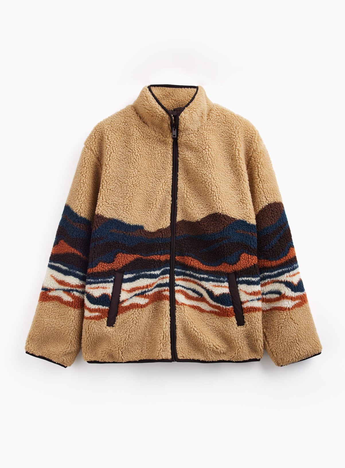 Multi-Coloured Scenic Landscape Borg Fleece Jacket XXXL - Image 3 thumbnail